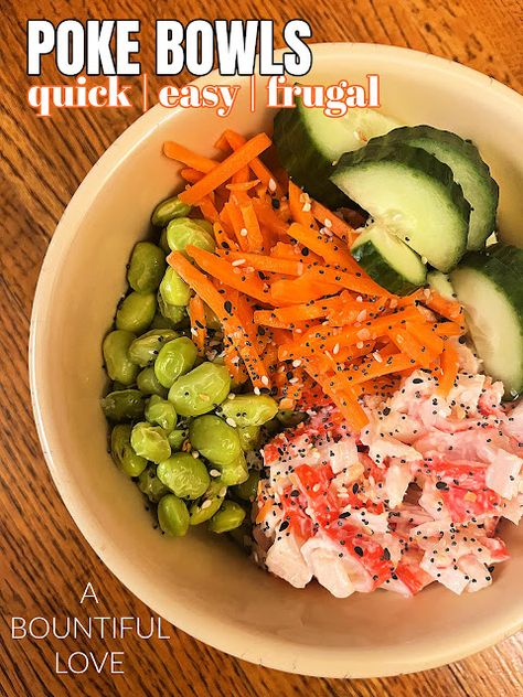 Crab Poke Bowl, Artificial Crab, Crowd Pleasers Recipes, Tuna Poke Bowl, Seaweed Snacks, Spicy Tuna, Pickled Red Onions, Quick Easy Dinner, Poke Bowl