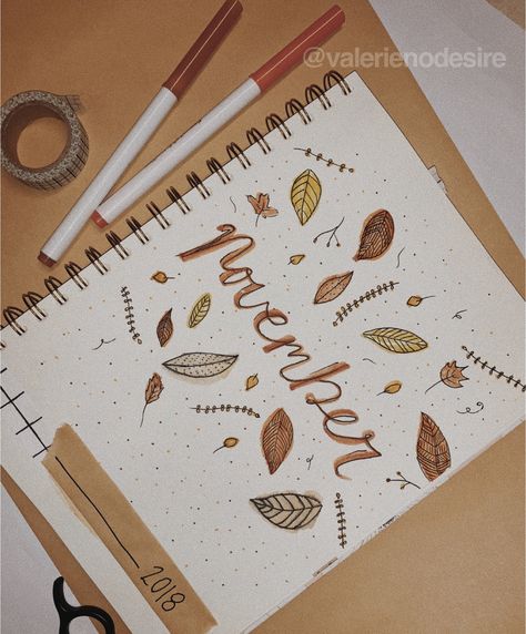 November Dot Journal, Bulett Journal Page Ideas November, November Title Page Bullet Journal, November Title Page, Planer November, November Header, November Bullet Journal Ideas, November Bullet Journal Cover, Journal Title Page