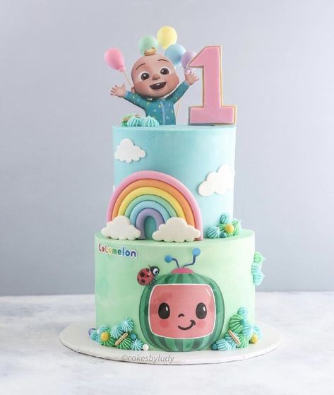 Cocolemon Birthday Cake, Coco Melon 1st Birthday Cake, First Birthday Cake Cocomelon, Coco Melon Nails, 3rd Birthday Party For Girls Ideas Cake, Coco Melon Birthday Cakes, Cocomelon Pastel Cake, Coconelon Boy Cake, Coco Melon Cake Ideas 1st Birthday