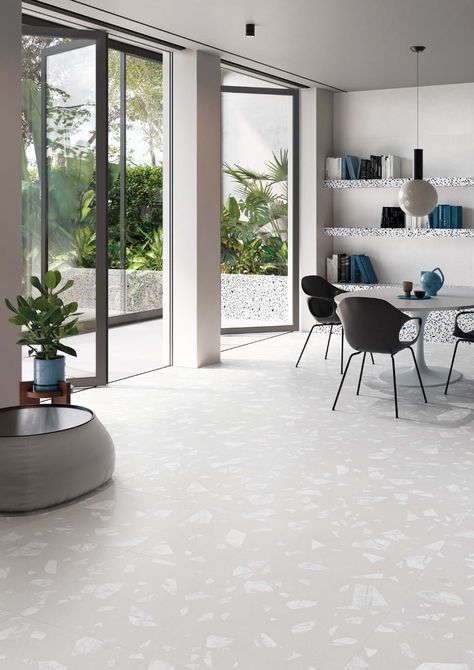 Ergon Medley White Rock Naturale | Cerriva Terrazo Flooring, Terazzo Floor, Modern Terrazzo, White Terrazzo, Indoor Tile, Terrazzo Flooring, White Rock, House Tiles, Porcelain Tiles