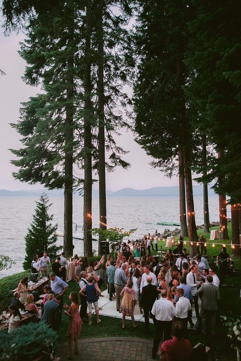 Olympia Valley Estate Wedding, Cozy Outdoor Wedding Reception, Summer Backyard Wedding Bridesmaid Dresses, Lakeside Backyard Wedding, Garden Lake Wedding, Lake House Elopement, Wedding On The Lake Ideas, Summer Lakeside Wedding, Water Wedding Venues