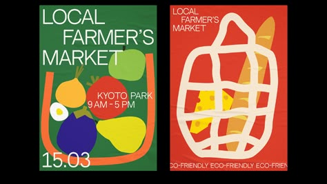 local farmer's market poster series on Behance Food Market Poster, Grocery Graphic Design, Farmers Market Poster Design, Farmers Market Graphic Design, Local Market Design, Farmers Market Branding, Food Poster Design Graphics, Farmers Market Illustration, Fruit Poster Design