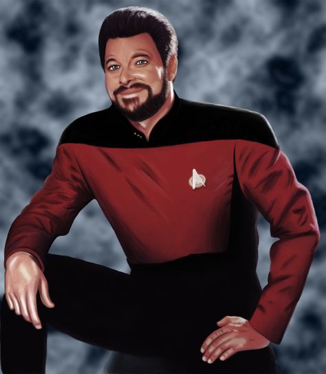 Riker by coloneljinx.deviantart.com Star Trek Next Generation, Men's Uniform, Jonathan Frakes, Star Trek Collectibles, Men's Uniforms, Birthday Star, Star Show, Next Generation, Star Trek