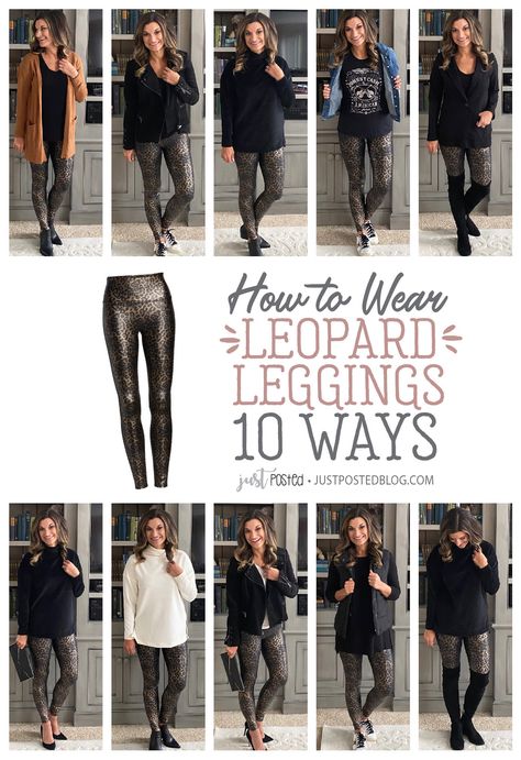 How to Wear Leopard Print Leggings – Just Posted Animal Print Leggings Outfit, Leopard Print Leggings Outfit, Leopard Leggings Outfit, Leggings Work Outfit, Leopard Pants Outfit, Printed Leggings Outfit, Leopard Print Tights, Jeggings Outfit, Printed Pants Outfits