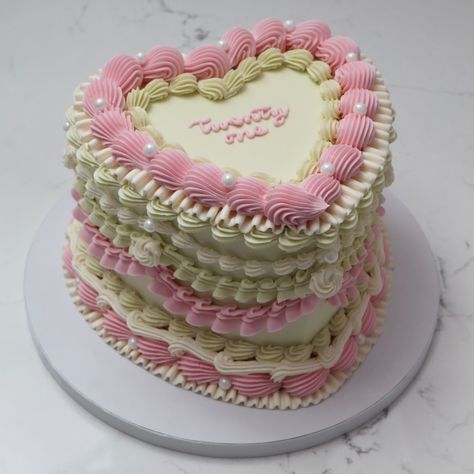 Twenty one 🤍🩷💚 - Cake Details - Size: Standard 7” (two layers) #ruffle #rufflecake #cake #heartcake #seattle #seattlecakes #custom #customcakes #heart #seattlebirthday #pinkcake #vintage #vintagecake Ruffle Cake, Heart Cake, Pink Cake, Vintage Cake, Custom Cakes, Twenty One, Seattle, Birthday Cake, Cake