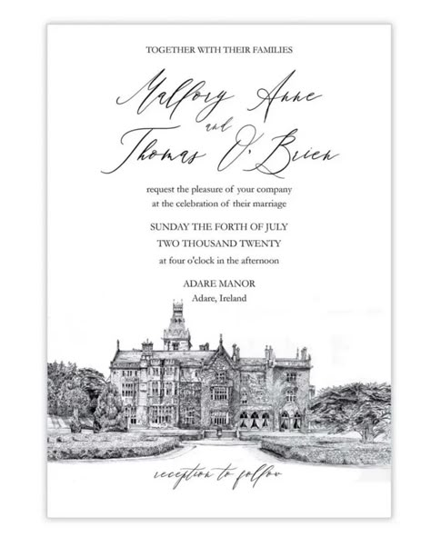 Castle Invitation, Markree Castle, Adare Manor, Rich Wedding, Castle Drawing, Wedding Invitation Inspiration, Open Day, Invitation Inspiration, Wedding Board