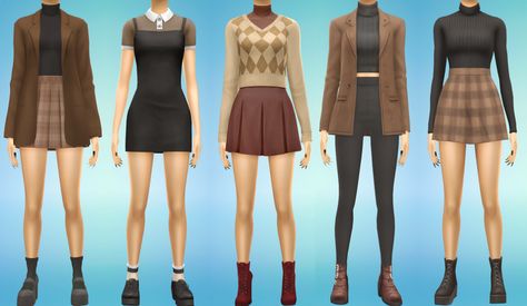 Sims 4 Dark Academia Outfits No Cc, Sims 4 Cc Academia Clothes, Sims 4 Cc Academia, Not So Berry Sims 4 Cc, Sims 4 Not So Berry Cc, Female Dark Academia, Sims Outfits No Cc, Sims 4 Dark Academia, Sims 4 Cc Clothes Female