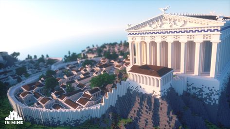 Fairy Castle Minecraft, Ancient Greece Architecture, Minecraft Temple, Castle Minecraft, Greek Buildings, Minecraft Create, Minecraft City Buildings, Minecraft Structures, Fairy Castle