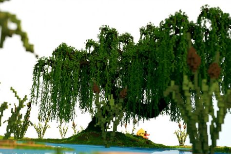 God Willow Tree Tutorial Minecraft Project Weeping Willow Minecraft, Willow Tree Tutorial, Willow Tree Minecraft, Minecraft Willow Tree, Tree Minecraft, Tree Tutorial, All Minecraft, Minecraft Plans, Minecraft Map