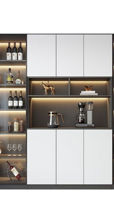 Kitchen With Bar Counter Modern, Small Crockery Unit Design, Small Bedroom Wardrobe, Crockery Cabinet Design, Kitchen Bar Counter, Crockery Cabinet, Crockery Unit Design, Luxury Kids Bedroom, Home Bar Cabinet