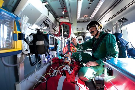 New trends in air medical interiors - Vertical Magazine Air Ambulance Helicopters, Flight Medic Aesthetic, Flight Nurse Aesthetic, Emt Aesthetic, Air Doctor, Life Flight Helicopter, Flight Medic, Emt Firefighter, Flight Paramedic