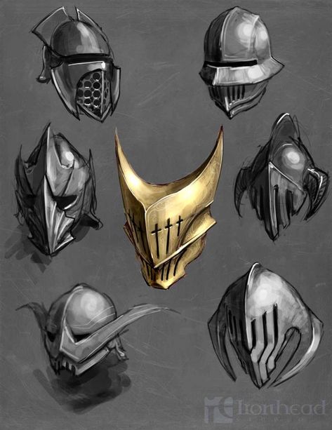 Helmet Concept, Armor Drawing, Warrior Concept Art, Knights Helmet, Heroic Fantasy, 다크 판타지, Knight Armor, Medieval Armor, Helmet Design