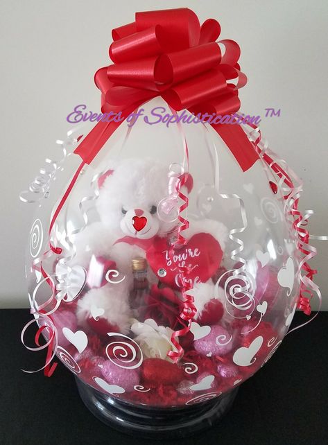 Stuffed Balloon Ideas, Balloon Gift Ideas, Cricut Valentine Ideas, Valentines Candy Gifts, Valentines Balloons Bouquet, Bobo Balloons, Baby Shower Girl Diy, Stuffed Balloons, Bobo Balloon