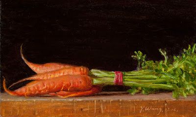 Oil Painting Still Life, Painting A Day, Realism Artists, Carrots Oil, Daily Painters, Food Painting, Daily Painting, Painting Still Life, Black Paper