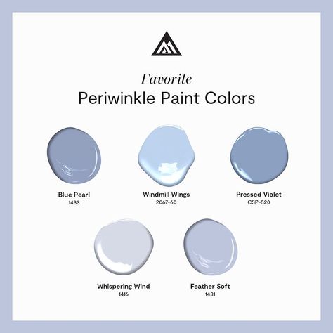 Benjamin Moore on Instagram: “Pretty in periwinkle! Typically blue with an undertone of purple or gray, periwinkle paint colors are reminiscent of its namesake flower.…” Benjamin Moore Periwinkle, Periwinkle Paint Colors, Periwinkle Paint, Periwinkle Color Palette, Lavender Paint Colors, Periwinkle Bedroom, Periwinkle Room, Lavender Paint, Blue Gray Paint