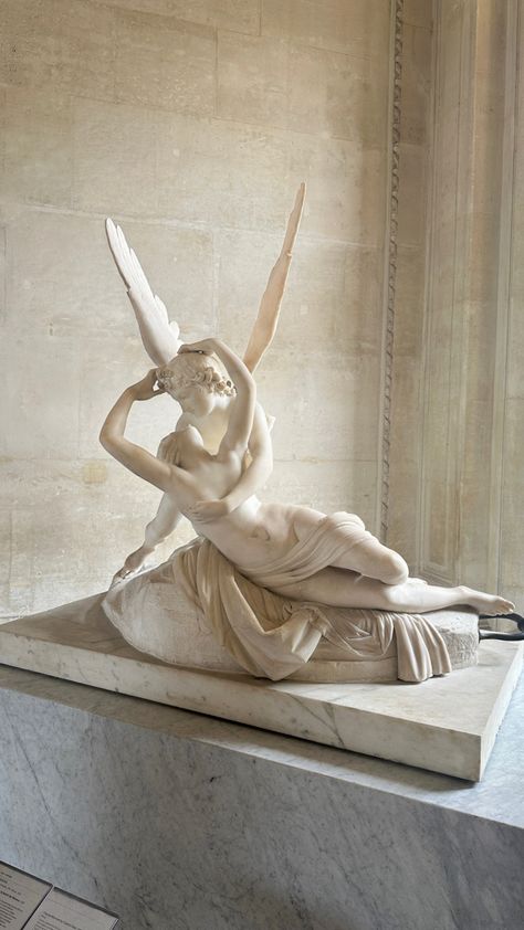 #louvre #paris #france #aesthetic #love #cupid #statue #beauty #europe #europeanlove #europeansummer #couple #french Cupid Statue, Paris France Aesthetic, French Statue, Unknown Picture, Eros And Psyche, Sculpture Marble, Antonio Canova, France Aesthetic, Marble Statues