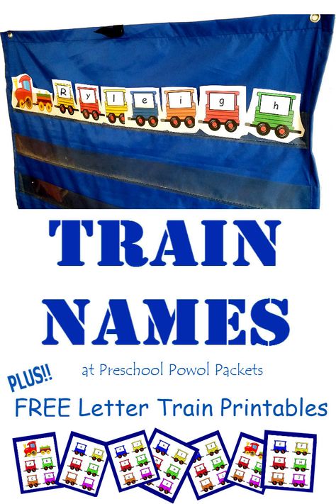 adorable trains with letters on them - free alphabet preschool printable! Also great for letter and word activities in kindergarten and elementary school! Transportation Songs, Trains Preschool, Preschool Transportation, Transportation Theme Preschool, Train Template, Name Train, Transportation Unit, Preschool Names, Transportation Activities