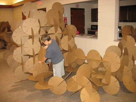 Cardboard Installation Art, Cardboard Set Design, Cardboard Installation, Collaborative Art Projects, Cardboard Design, Cardboard Sculpture, Cardboard Art, Collaborative Art, School Art Projects