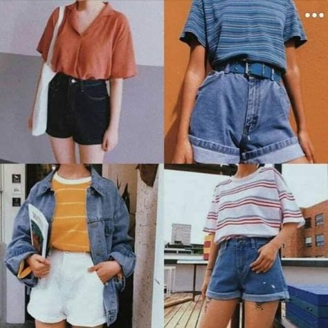 80s Summer Fashion, 80s Inspired Outfits, Mom Style Summer, Jean Short Outfits, Mom Jeans Outfit, Outfits Retro, Streetwear Fits, Outfit 90s, Mom Jeans Shorts