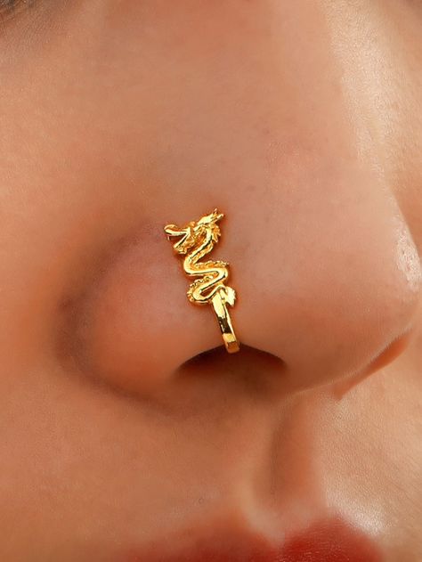 Free Returns ✓ Free Shipping On Orders $49+ ✓. Chinese Dragon Design Nose Ring- Body Jewelry at SHEIN. Facial Jewelry, Piercing Facial, Bijoux Piercing Septum, Chinese Dragon Design, Facial Piercing, Nose Ring Designs, Nontraditional Engagement Rings, Cute Nose Piercings, Nose Ring Jewelry