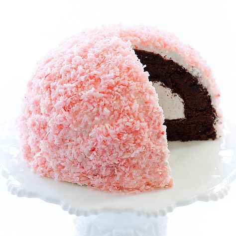 We found that gelatin worked best in our Chocolate Snowball Cake to re-create the texture of the marshmallow filling in the original packaged dessert. Snowball Cake Recipe, Snowball Cake, Chocolate Snowballs, Chocolate Layer Cake, Spring Forward, Coconut Cake, Snack Cake, Cake Frosting, Love Cake