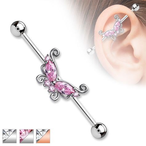 Scaffolding Piercing, Industrial Bar Piercing, Industrial Piercing Barbells, Piercing Industrial, Industrial Piercing Jewelry, Heart Piercing, Industrial Jewelry, Industrial Barbell, Industrial Piercing