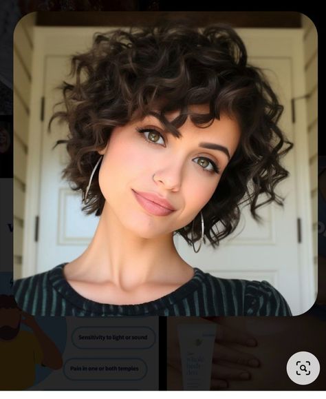 Medium Short Hairstyle Women Curly, Layered Chin Length Bob Curly, Fun Short Curly Hairstyles, Short Layer Curly Haircut, Choppy Curly Bob, Short Spiral Perm, Short Hair Perm Women, Short Curly Hair With Fringe, Short Curly Fine Hair