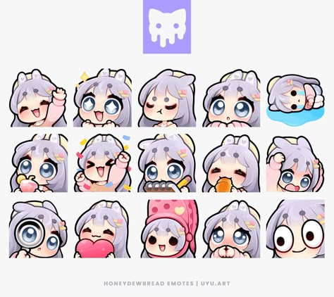 Emote Ideas Discord, Chibi Poses Emotes, Chibi Emotes Reference, Twitch Emote Tutorial, Twitch Chibi Emote, How To Draw Twitch Emotes, Streamer Character Design, Chibi Emote Reference, Chibi Emoji Base