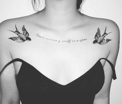 Swallow Tattoo Chest, Chest Tattoo Birds, Swallow Tattoos, Sparrow Tattoo Design, Swallow Tattoo Design, Swallow Bird Tattoos, Designs With Meaning, Clavicle Tattoo, Collarbone Tattoo