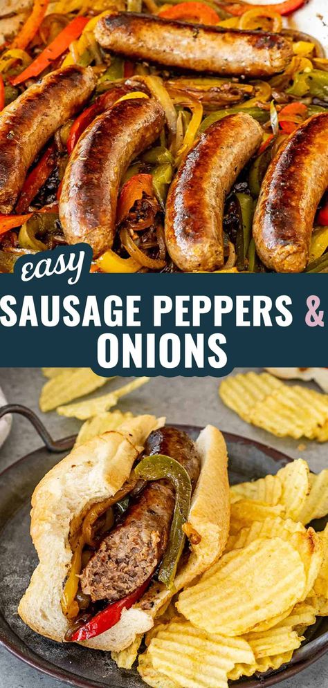 Whip up this quick and colorful Sausage, Peppers, and Onions dish for a perfect weeknight dinner! 🍴✨ #OnePotMeal #QuickDinners #SausagePeppersAndOnions Sausage And Peppers On The Grill, Sausage Pepper And Onion Sandwich, Kielbasa Subs, Bbq Italian Sausage, Smoked Sausage With Peppers And Onions, Beer Brats With Peppers And Onions, Peppers Onions And Sausage, Peppers And Onions Sausage, Grilled Sausage And Peppers