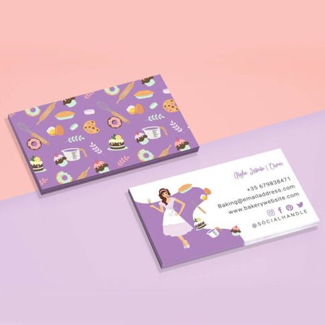 Purple Baking, Bakery Tools, Pastry Logo, Aesthetic Baking, Baking Shop, Baking Quotes, Bakery Business Cards, Purple Retro, Adobe Design