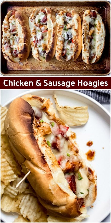 Chicken Sausage Sandwich Recipes, Chicken Sausage Sandwich, Kielbasa Sandwich Recipes, Hoagie Recipes, Hoagies Recipe, Sausage Sandwich, Food Sandwiches, Sandwich Rolls, Hot Sandwiches