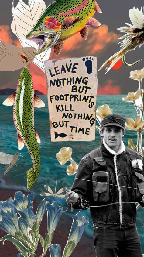 #flyfishing #fishing #river #collage #adventurecollage #moodboard #outdoor Fishing Collage, River Collage, Fish Infographic, Art Shop Ideas, Fishing Aesthetic, Final Project Ideas, Photo Wall Collage, Junk Journaling, Connect With People