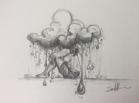 Mood: cloudy grief head Dark Cloud Over My Head, Get Out Of My Head Art, Cloud Head Drawing, Exhausted Sketch, Headache Sketch, Dark Clouds Drawing, Head In The Clouds Drawing, Headache Drawing, Head In The Clouds Tattoo