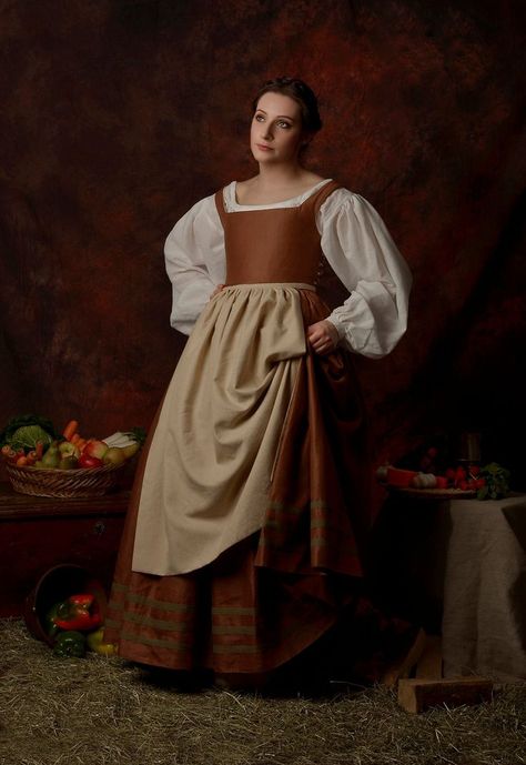 17th Century Dress Peasant, 1600s Fashion Peasant, 1600 Dress, 17th Century Gown, 1600s Fashion, Peasant Outfit, 17th Century Dress, Peasant Clothing, Peasant Costume