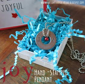 Left on Peninsula Road: Make It: Hand-Stamped JOY Pendant Metal Stamping Projects, Washer Crafts, Washer Jewelry, Vday Gifts, Metal Stamped Jewelry, Pendant Tutorial, Easy Jewelry, Homemade Jewelry, Hand Stamped Jewelry