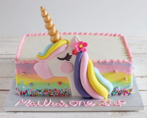 Unicorn Cake Square, Unicorn Cake Design, Square Cake Design, Cake Classes, Cake Decorating For Beginners, Birthday Party Decorations Diy, Butterfly Cakes, Unicorn Cake, Love Cake