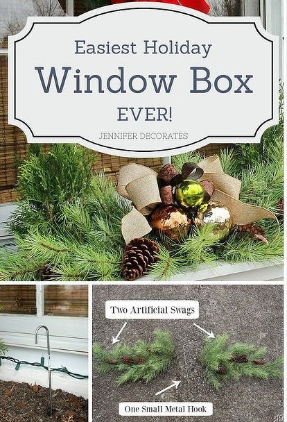 Christmas Window Boxes, White Christmas Lights, Christmas Lollipops, Box Decoration, Easy Christmas Decorations, Garden Christmas, Christmas Greenery, Simple Holidays, Christmas Window