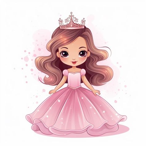 Princesa de dibujos animados en vestido ... | Premium Photo #Freepik #photo #vestido-princesa #princesa #princesa-dibujo #animado Princess Cute Drawing, Pink Princess Character, Princesas Baby Disney, Pink Princess Dress Kids, Cute Girl Cartoon, Cinderella Pink Dress Cartoon, Pink Princess Dress, Princess Png, Princess Dress Kids