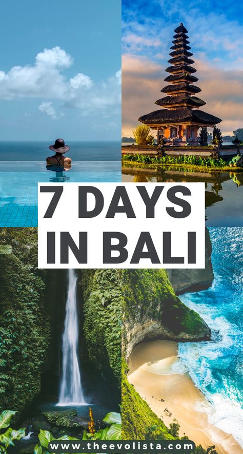 7 day Bali itinerary including Ubud, Canggu, Uluwatu and Nusa Penida | Prettiest places in Bali | Hidden Gems In Bali | Best things to do in Bali | Bali Travel Guide | How to plan the best Bali trip | Tips for spending 7 days in Bali | Bucket list locations in Bali | Tips and Tricks for a Bali vacation | Best waterfalls in Bali | Where to stay in Bali | Best Bali Beaches | Epic photo spots in Bali | Bali Bucket list | Must see places in Bali #bali #indonesia #ubud #canggu #nusapenida #traveltips Lombok Travel, Bali Instagram, Bali Bucket List, Bali Waterfalls, Things To Do In Bali, Bali Itinerary, Bali Trip, Bali Guide, Voyage Bali