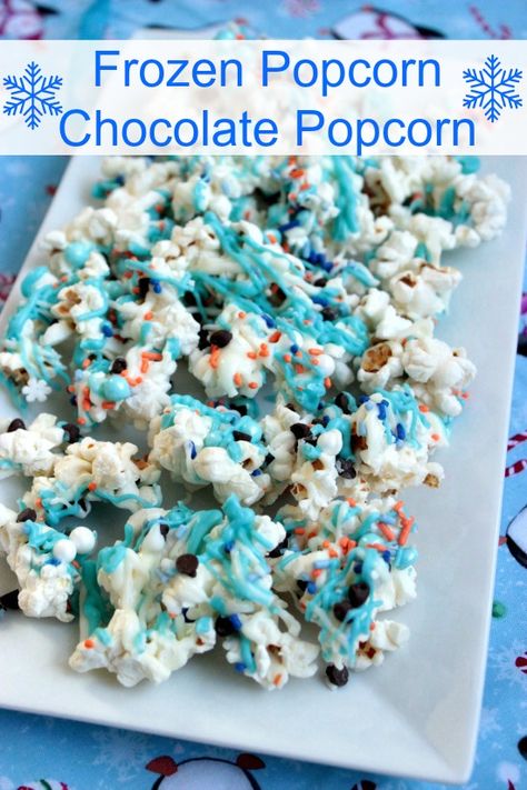 Frozen Popcorn - Chocolate Popcorn @bigbearswife Frozen Popcorn, Dessert Treats, White Chocolate Candy, Popcorn Treats, Popcorn Party, Chocolate Popcorn, Frozen Chocolate, Flavored Popcorn, Party Snack