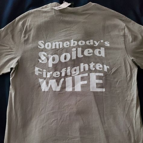 Gildan Softstyle Ash Grey Tshirt With Spoiled Firefighter Wife Script On Back Size Large New With Tags Marine Sister, Grey Tshirt, Women Scientists, Western Tee, Firefighter Wife, Sister Tshirts, Gym Shirts, First Girl, Tour T Shirts