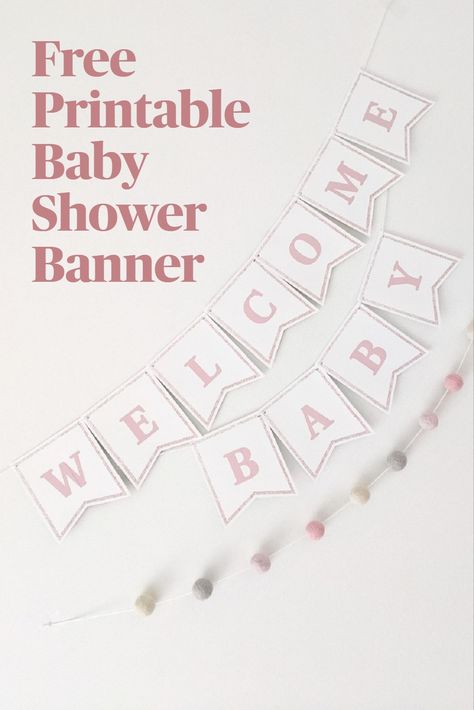 Free printable baby shower banner, Pink banner, Baby girl shower banner, Free printable banner, Welcome baby banner Personal use only Baby Shower Banners, Welcome Banner Printable, Baby Shower Banner Girl, Baby Girl Banner, Welcome Baby Banner, Its A Girl Banner, Baby Shower Bunting, Baby Shower Garland, Free Printable Banner