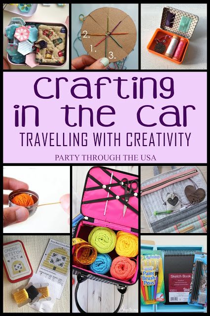 When you're a crafter, you have to craft, no matter where you are. Here's ideas and hacks for crafting in the car, the plane, or wherever you roam Road Trip Crafts, Car Caddy, Crafting For Kids, Sewing Caddy, Usa Road Trips, Glue Craft, Homeschool Supplies, Travel Crafts, English Paper Piecing Quilts