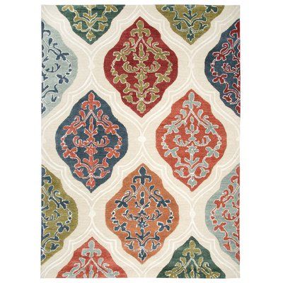 Red Barrel Studio Treska Hand-Tufted Wool Red/Orange/Green Area Rug Rug Size: 5' x 7' Transparent Jacket, Moroccan Pattern, Turkish Art, Beige Area Rug, Authentic Rugs, Green Area Rugs, Beige Area Rugs, Modern Colors, Geometric Rug