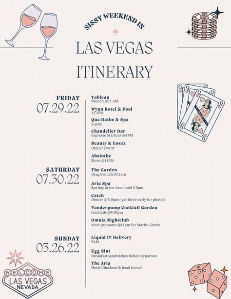 Girls Weekend in Las Vegas, NV (Where to Eat, Drink, & Stay) Las Vegas Itinerary Template, Las Vegas Spa Day, 30th Vegas Birthday, Vegas Bachelorette Party Itinerary, Vegas Itinerary 3 Days, Birthday Itenary, Bachlorette Itenary, Las Vegas Bachelorette Party Itinerary, Vegas Birthday Ideas