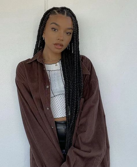 Box Braids Mixed Colors, Colors Box Braids, Lisa Onuoha, Chunky Box Braids, Box Braids Knotless, Braids Hairstyles For Black Women, Red Box Braids, Braids Knotless, Chunky Braids