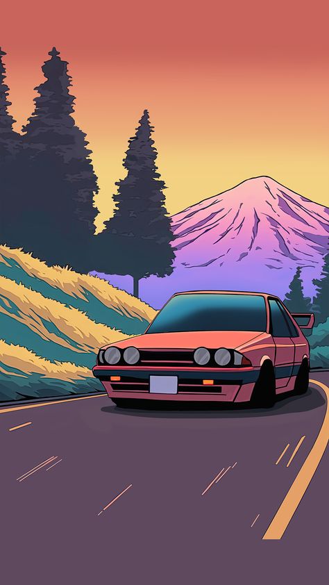 1984 , JDM cars, drifting low down the street, daily JDM vibes, a Vaporwave aesthetic, lo-fi and futuristic Retro Synthwave, Vaporwave, lofi edits, the 1980s VHS look, 80s aesthetic digital art, surrealist art in purple and pink, New Wave and Outrun, Aesthetic, Synthwave, Retrowave, 80s Aesthetic, Dreamwave, Synthpop, 80s Nostalgia, Lofi, Summer, Sportscar, Nostalgic 80s, Retro, Digital Art, Vibrant Colors, Art, Cars, Retro Style, Synthesizer, Car, Retrofuturism, Outrun, Darksynth, Chillwave Anime Scene Painting, Car Driving Drawing, Car Driving Down Road Drawing, Car On Road Drawing, Road Drawing, Road Painting, Nail Art Images, New Background Images, Beautiful Roads