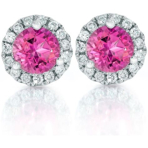 1ct Pink Topaz & Diamond Halo Studs 18k White Gold ($450) ❤ liked on Polyvore featuring jewelry, earrings, white, pink topaz earrings, 18k earrings, white gold jewelry, stud earrings and pink topaz stud earrings Diamond Color Grade, Earrings Round, Pink Topaz, Round Stud Earrings, White Gold Earrings, Earrings White, White Gold Jewelry, Earring Jewelry, Gold Stud