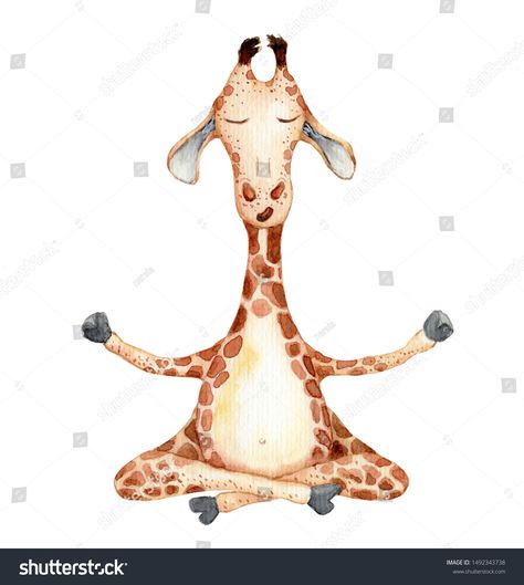 Cute giraffe in yoga position cartoon watercolor illustration Hand drawn animal #Ad , #Aff, #position#cartoon#yoga#Cute Sitting Yoga Poses, Yoga Painting, Yoga Cartoon, Animal Yoga, Meditation Poses, Yoga Illustration, Dog Sketch, Cute Giraffe, Yoga Art